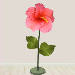 One big bright coloured hibiscus flower made from crepe paper foe events, spring carnivals.