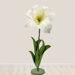 1 big white paper flower on a green stem and base for events and photography events